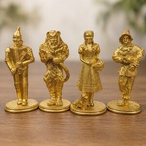 Wizard of Oz 24K Gold Plated Statue Set Carver E Tripp 1989‎ Commemorative 4pc